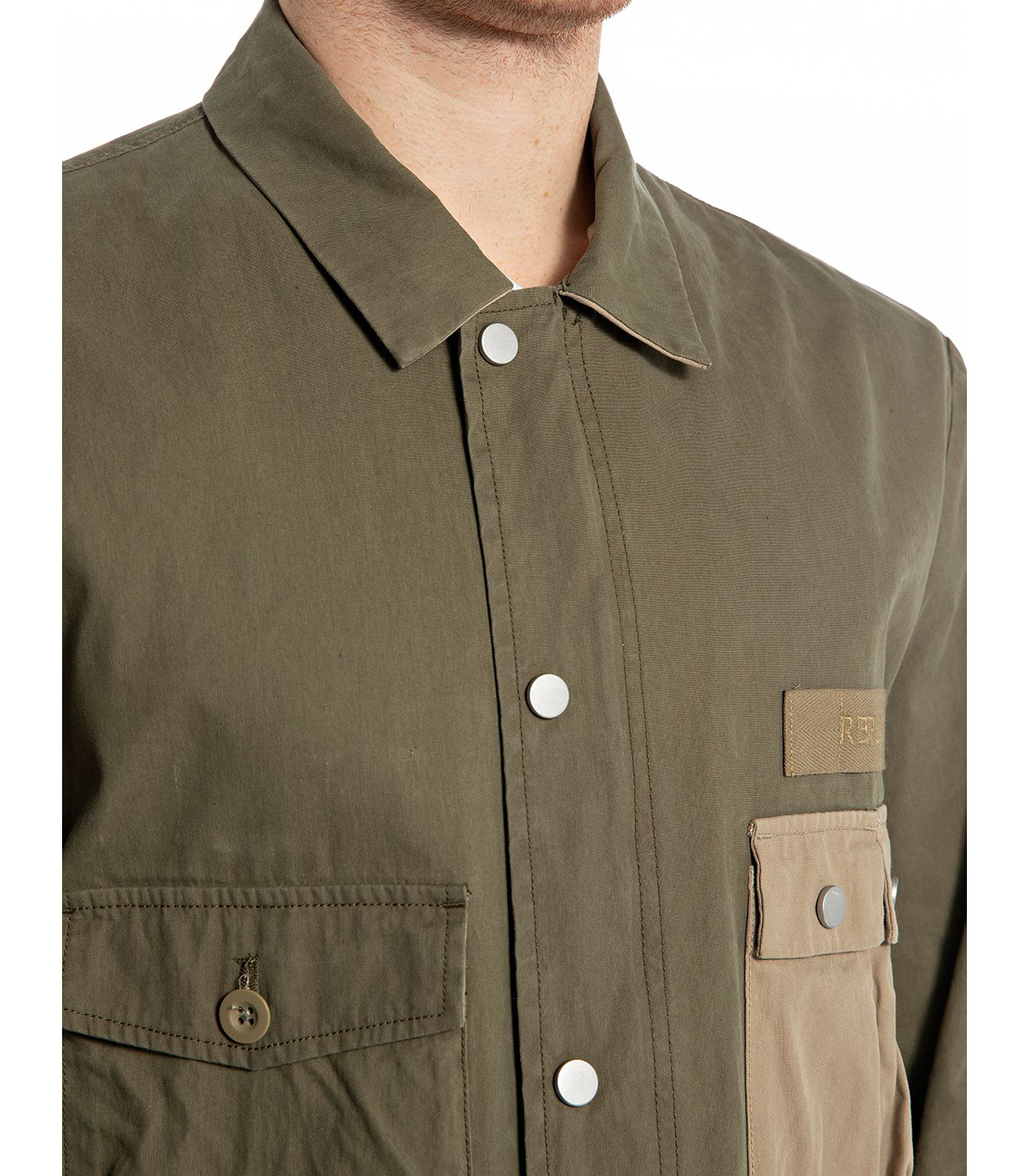 ミリタリー風オーバーシャツ 詳細画像 マッドグリーン 3